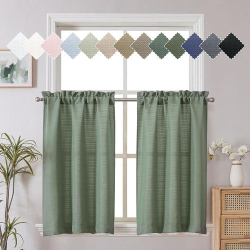 Sage green tier curtains - green, curtains,